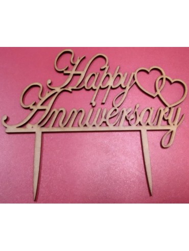 “HAPPY ANNIVERSARY” WOODEN CAKE TOPPER