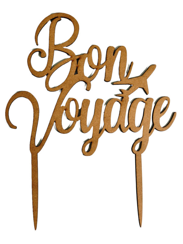 “Bon Voyage” Wooden Cake Topper