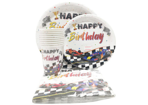 HAPPY BIRTHDAY RACING PAPERPLATE SET (40PC SET)
