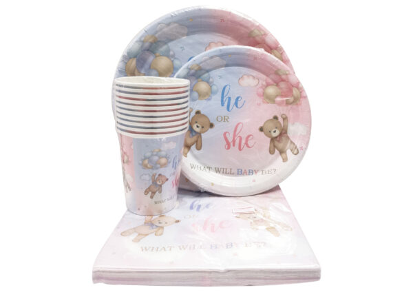 HE OR SHE BABY SHOWER PAPERPLATE SET (40PC SET)