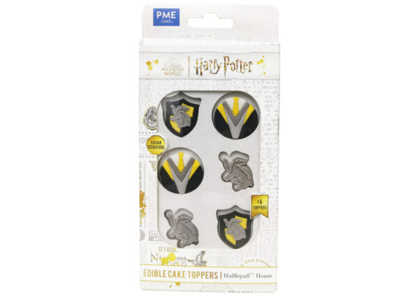 HARRY POTTER EDIBLE CAKE TOPPERS HUFFLEPUFF HOUSE X6