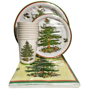 CHRISTMAS TREE PAPERPLATE SET (40PC)