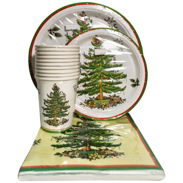 CHRISTMAS TREE PAPERPLATE SET (40PC)