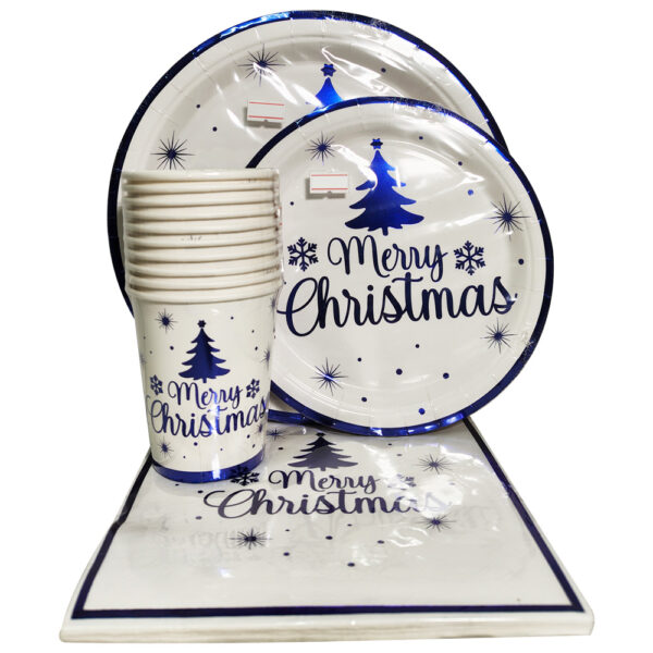 CHRISTMAS BLUE PAPERPLATE SET (40PC)