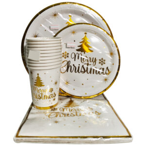 CHRISTMAS GOLD PAPERPLATE SET (40PC)