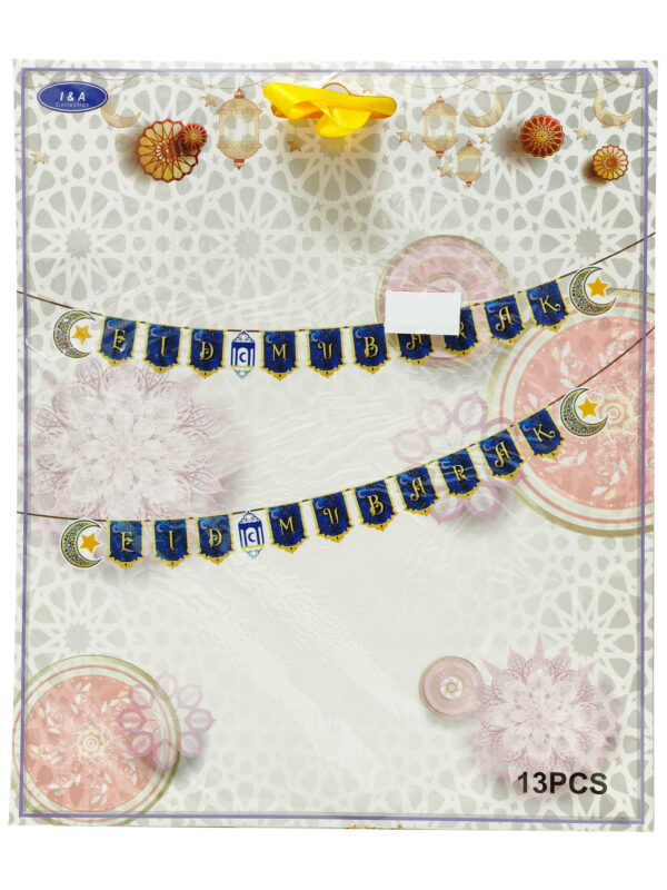 EID MUBARAK BANNER BLUE & GOLD (13PC)