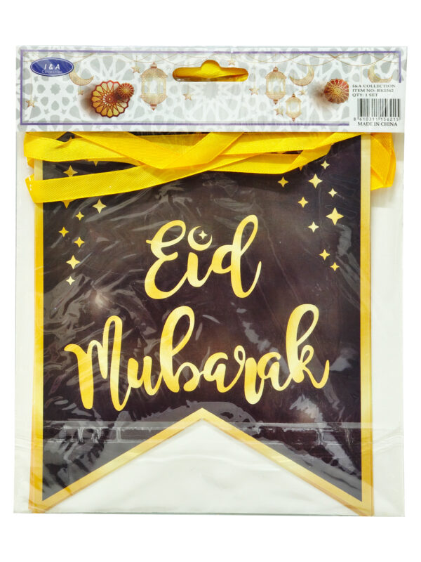 EID MUBARAK BANNER BLACK & GOLD) (10PC) - Image 2