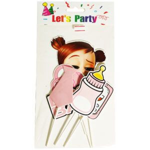 CAKE TOPPER BOSS BABY PINK CARDBOARD SET