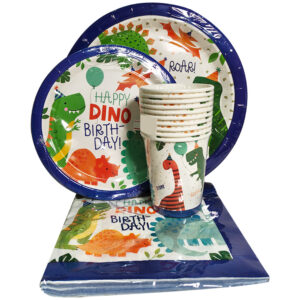 HAPPY DINO BIRTHDAY! PAPERPLATE SET (40PC)