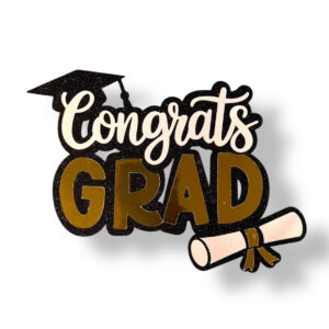 Congrats Grad Cardstock Cake topper (Stick Included)