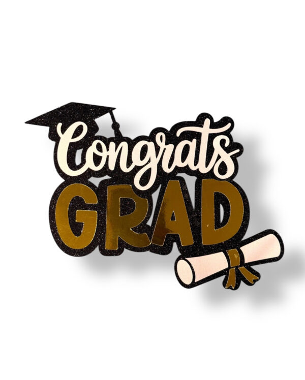 Congrats Grad Cardstock Cake topper (Stick Included)