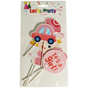 CAKE TOPPER ITS A GIRL CARDBOARD SET