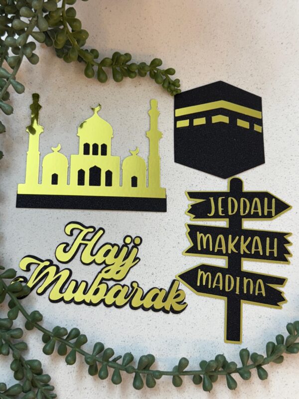 CARDSTOCK HAJJ MUBARAK CAKE TOPPER