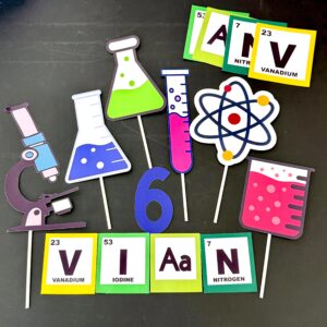CARDSTOCK SCIENCE SET CAKE TOPPER