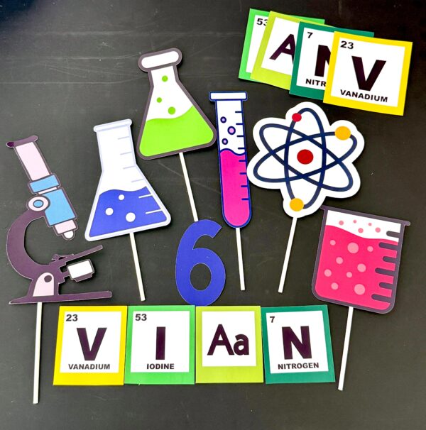 CARDSTOCK SCIENCE SET CAKE TOPPER