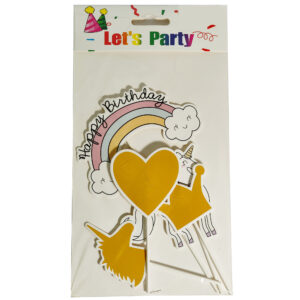CAKE TOPPER HAPPY BIRTHDAY RAINOW CARDBOARD SET